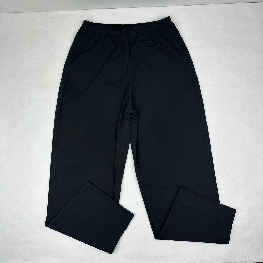 BCBG Paris Vintage Black Wide Leg Trouser High Rise Elastic Waist Made in USA M
